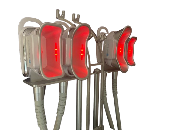 têtes crïode cryolipolyse avec LED rouge médical pour la production de collagène et d'élastinne.